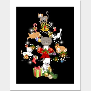 Cat Christmas Tree Posters and Art